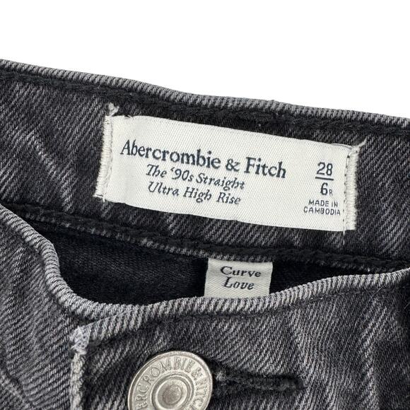 Abercrombie & Fitch The 90's Ultra High Rise Straight Jeans‎ Black Size 26 - Picture 7 of 9